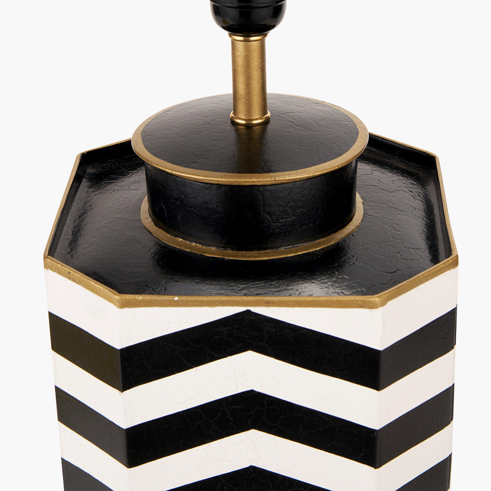 Oskar Black & White Chevron Hand Painted Metal Table Lamp - Base Only